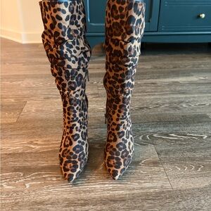 Leopard Print Calf Scrunch Boots